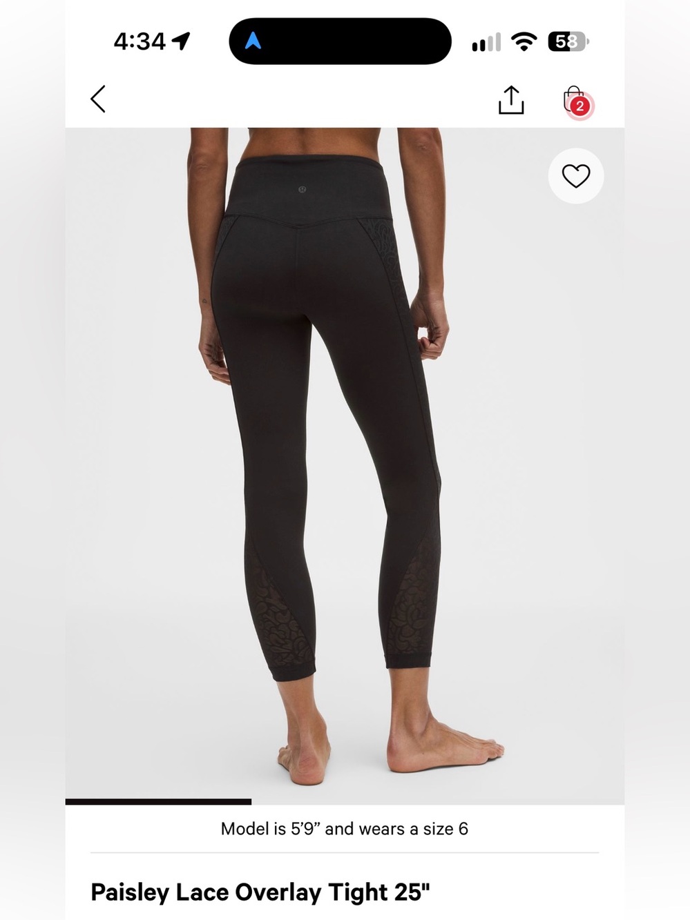 Lululemon Paisley Lace Overlay Black Leggings